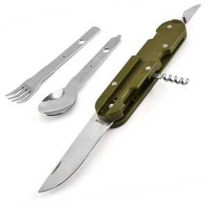 Outdoor Stainless steel folding knife, fork, spoon, three-piece set