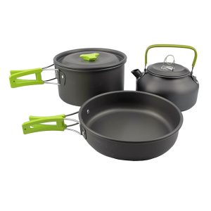 Portable Camping Cookware Set for 3-4 Person with Kettle
