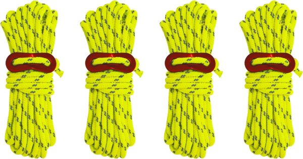 Tent Rope Reflective Guy Line Tensioner Hiking Cord Outdoor Guy Line Adjusters Awning Carabiner 4m and 4mm diameter