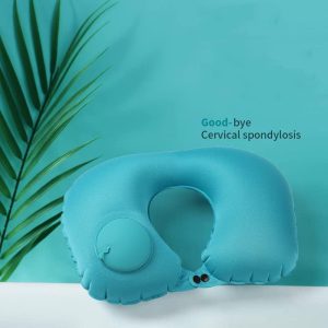 Press to Inflatable U-Shaped Neck Pillow I Travel, camping, office naps, and general cervical spine protection.