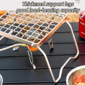 Portable Mini Folding BBQ Grill Rack & Campfire Stove Stand
