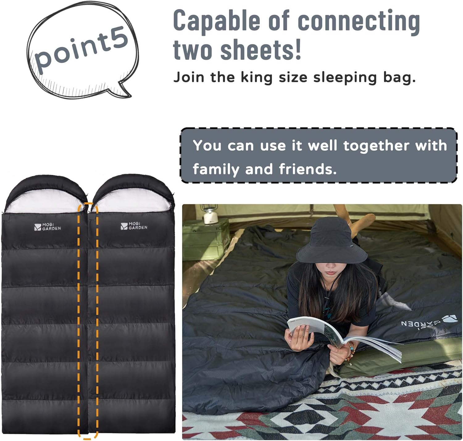 MOBI GARDEN Ultralight Envelope Sleeping Bag – Lightweight & Portable for Camping & Hiking - Image 5