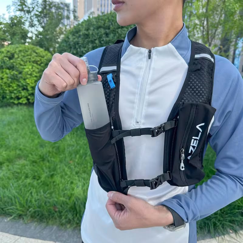 500ml Soft Water Flask Tucked Into Trail Running Vest Pocket