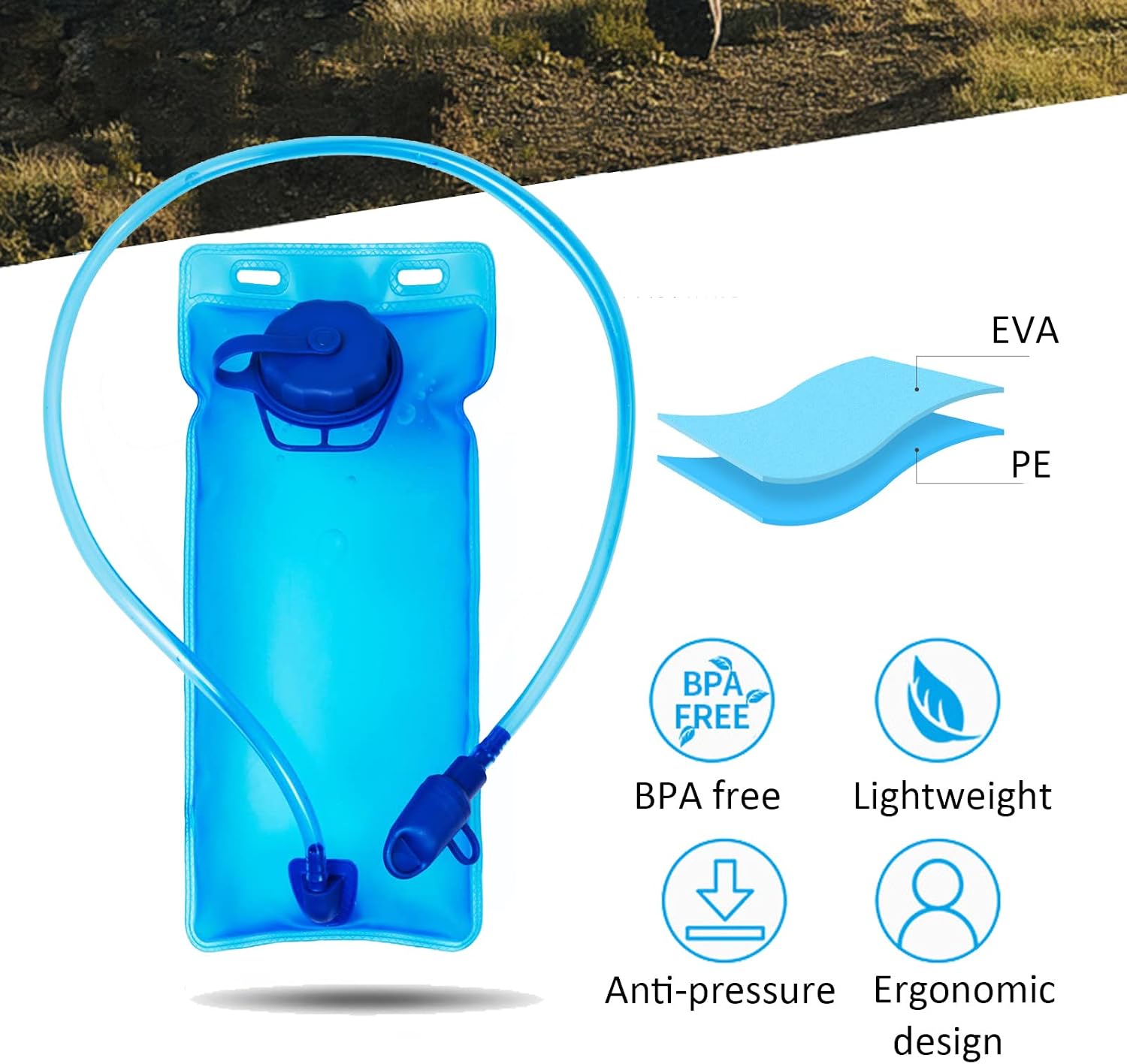 2L Outdoor EVA Hydration Water Bag with Straw - Outdoors BD