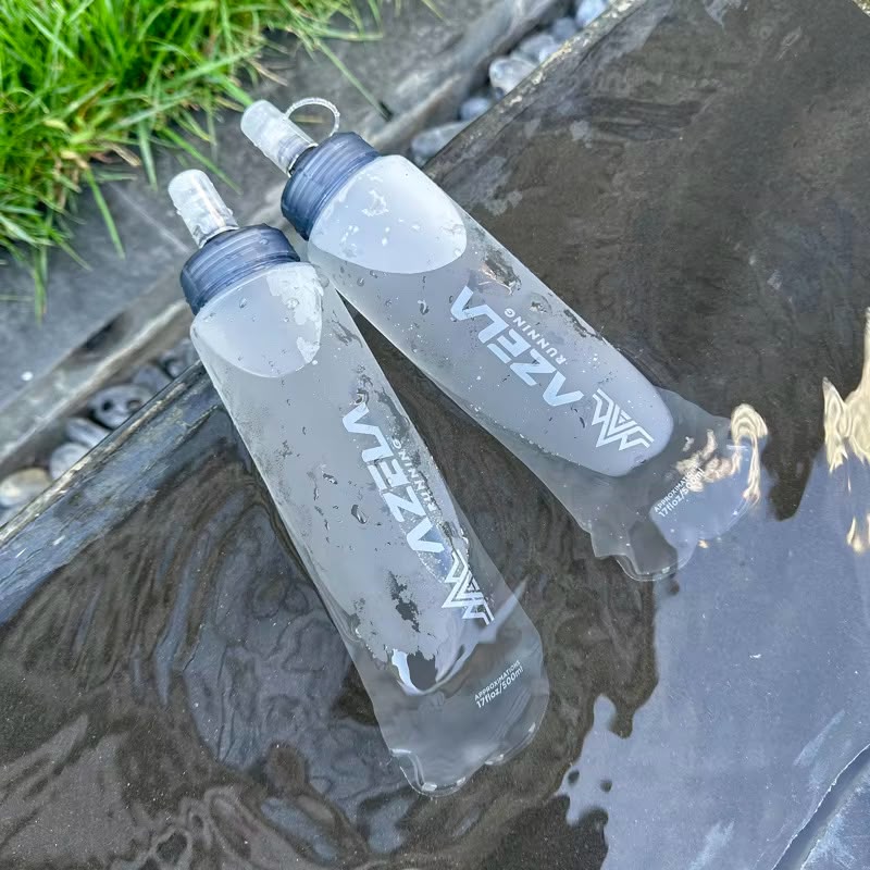 500ml Soft Water Flask Tucked Into Trail Running Vest Pocket