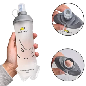 NEVO RHINO Soft Flask 17oz / 500ml TPU Running Water Bottle – Collapsible Squeeze Flask for Hydration Vest